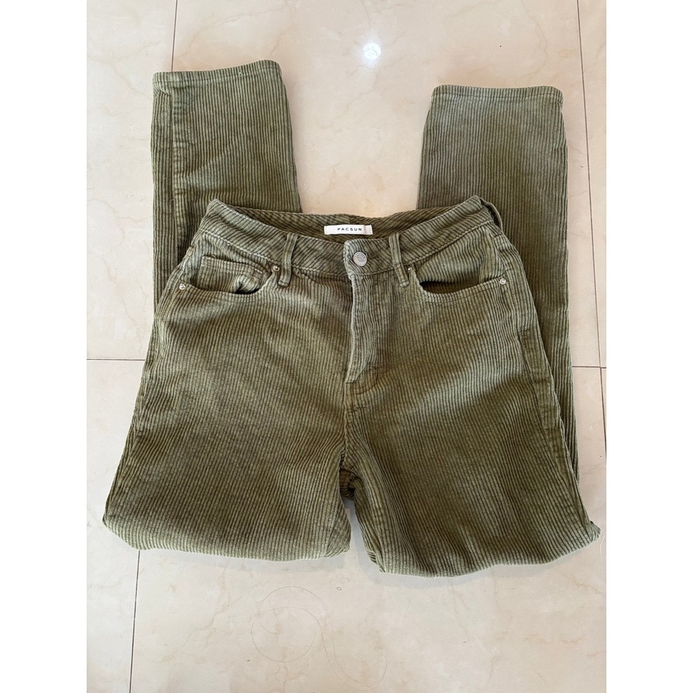 PacSun Womens Olive Green Corduroy Mom Jean High Waisted Pants 24 860HO200489